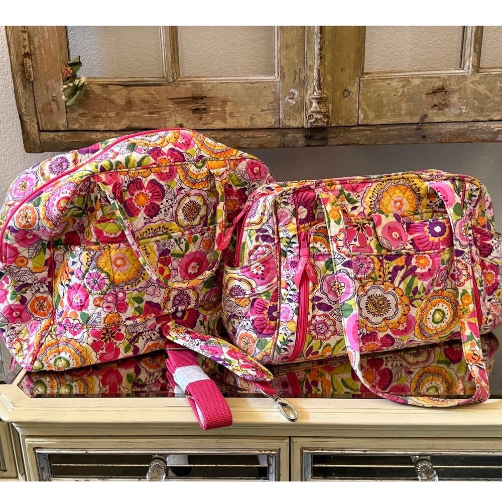 VERA BRADLEY Set of 2 Clementine Travel Shoulder Bags Purses Handbag Suitcase